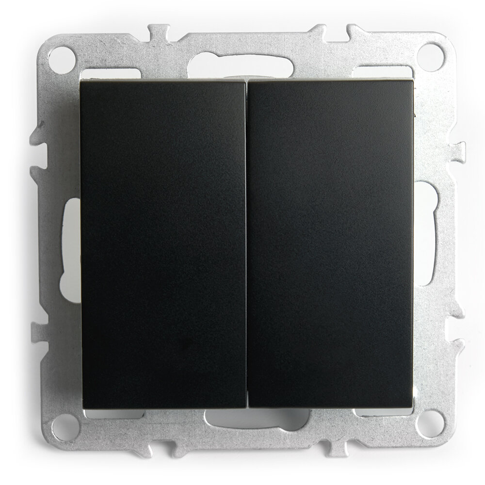 Выключатель 2-клавишный (механизм), серия Эрна, PSW10-9104-03, черный, 49149