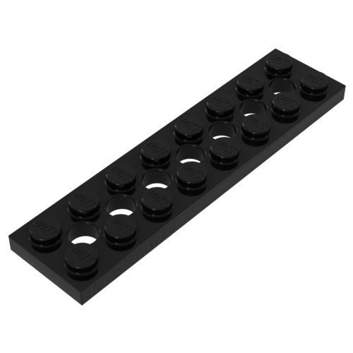 Деталь LEGO 373826 Плитка 2X8 с круглыми отверстиями (темно-серая) 50 шт.