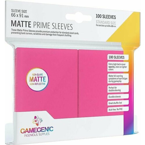 Протекторы для карт Gamegenic Matte Prime Sleeves Pink (100)