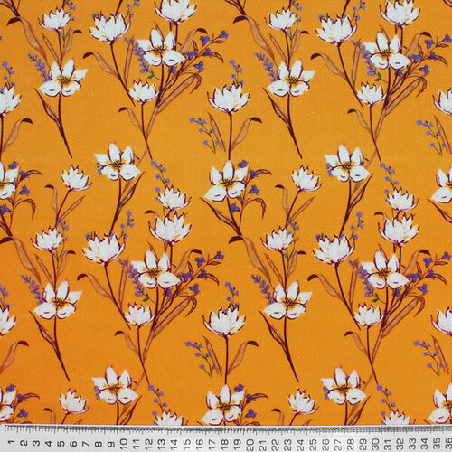 Плательная ткань желтая принт цветочный трикотажная ткань желтая цветочный принт