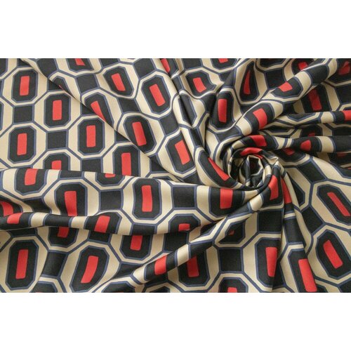 Ткань сливочный твил с геометрическим рисунком