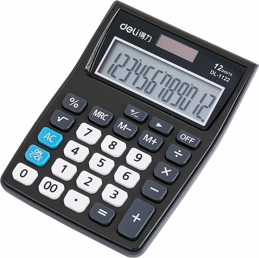 Калькулятор Deli E1122/GREY, 12-разрядный, серый