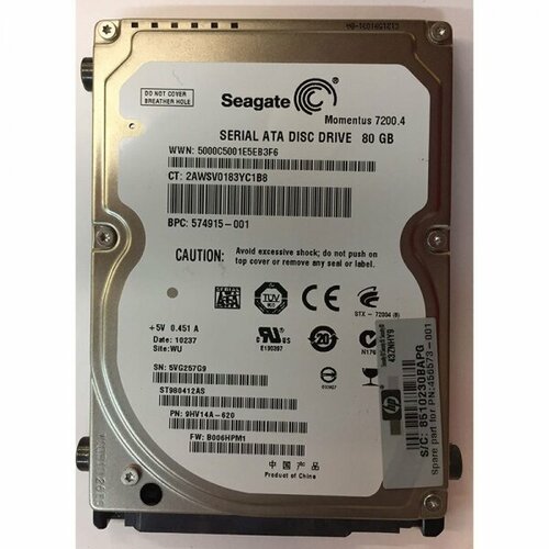 Жесткий диск Seagate ST980411AS 80Gb 7200 SATAI 25 HDD 1383500₽