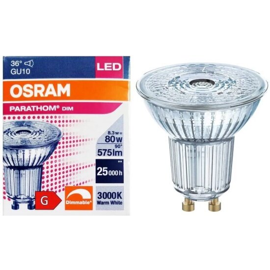 Светодиодная лампа Ledvance-osram OSRAM PARATHOM DIM Spot PAR16 GL 80 dim 8,3W/930 36° 575lm GU10