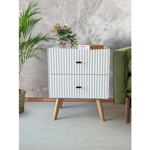 Тумба прикроватная Современнаябелый ножки дерево 47 см ширина Uzor мебель 7200₽