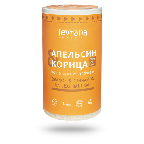 Соль для ванн с маслом апельсина и корицы, 800 г, Levrana