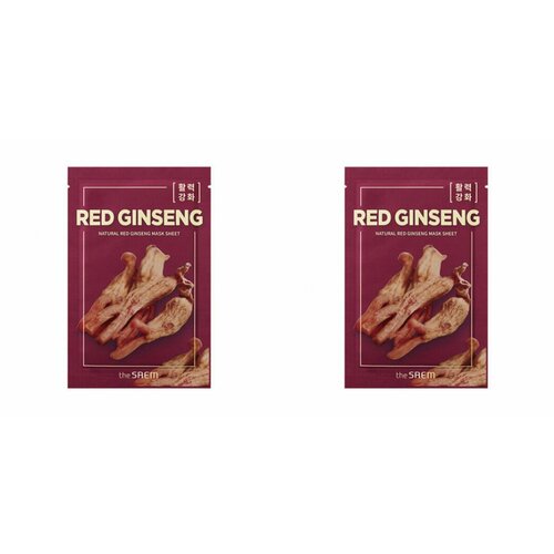 The Saem Маска тканевая для лица Natural Red Ginseng Mask Sheet, 21 мл, 2 шт