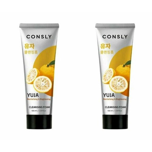 CONSLY Пенка для умывания витаминизирующая кремовая с экстрактом юдзу Yuja Revitalizing Creamy Cleansing Foam, 100 мл - 2 штуки витаминизирующая кремовая пенка для умывания с экстрактом юдзу 100мл consly yuja revitalizing creamy cleansing foam 100ml