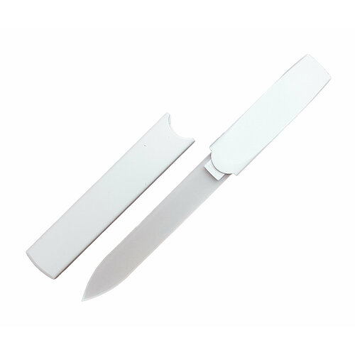 Пилка стеклянная полирующая Velganza CZ0390 с эффектом ламинирования ногтей, в чехле, 12,8 см, белая