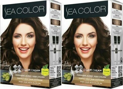 SEA COLOR HAIR DYE KIT Набор для окрашивания волос 3.4 Темный каштан, 2 шт.