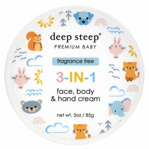 Deep Steep, Premium Baby, 3-in-1 Face, Body & Hand Cream, Fragrance Free , 3 oz (85 g)