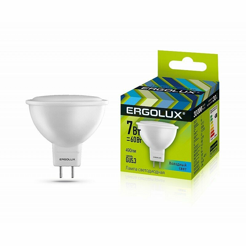 Ergolux LED-JCDR-7W-GU5.3-4K (Эл. лампа светодиодная JCDR 7Вт GU5.3 4500K 180-240В), цена за 1 шт.