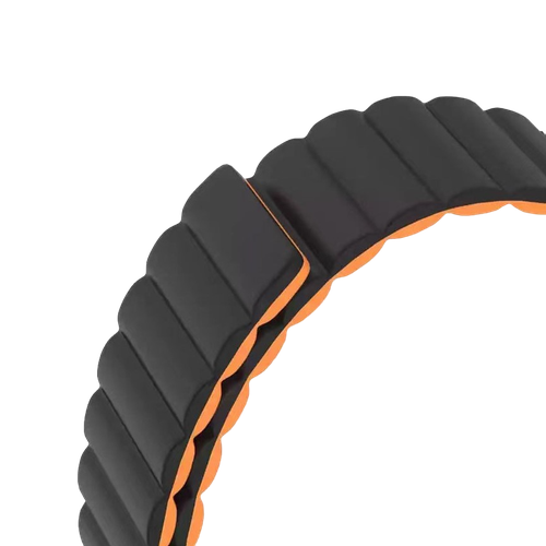 Магнитный силиконовый ремешок Back Loop для Apple Watch 42/44/45/49мм, Black Orange