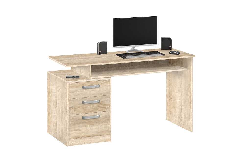 Стол письменный Боровичи-Мебель Компьютерный стол с тумбой 10.01 дуб сонома 126х54х76.5 см