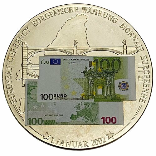 банкнота нигерия 2002 год 5 unc Германия, настольная медаль Европейская валюта. 100 евро 2002 г. (2)