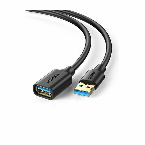 Кабель UGREEN US129 (10368) USB 3.0 Extension Male Cable. 1м. черный usb 3 0 cable flat usb extension cable male female data cable double angle usb3 0 extender cord for pc tv usb extension cable