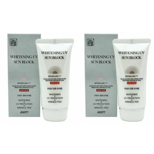 Jigott Крем солнцезащитный для кожи лица и тела, SPF50 PA, 70мл, 2 штуки spf 50 pa whitening wrinkle essence