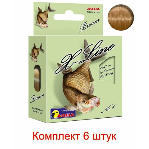 фото Монофильная леска для рыбалки aqua x-line bream (лещ) 0,30mm 100m (6 штук)