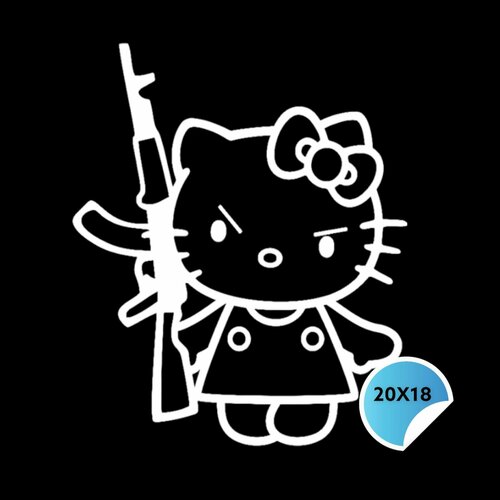 Виниловая наклейка на авто Нello Kitty с автоматом
