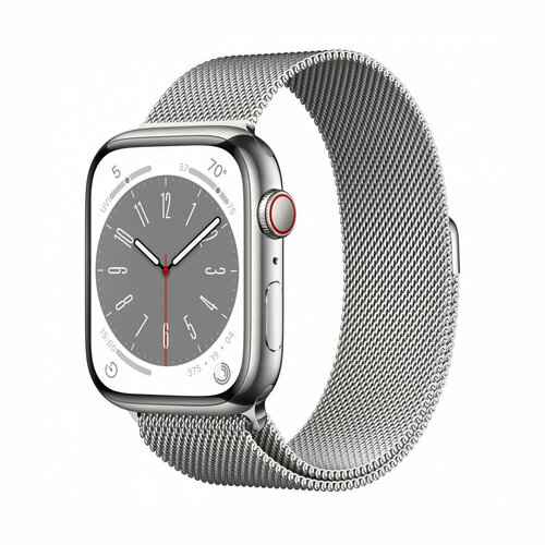 Apple Умные часы Apple Watch Series 8 41mm Stainless Steel Case GPSCellular Milanese Loop Серебристый 6999000₽