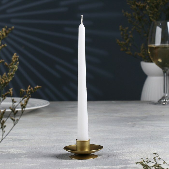 Подсвечник "Лотос 2H" металл на одну свечу, 7,5х2,5 см, золотой - фотография № 1