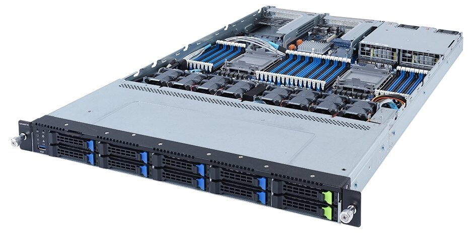 Серверная платформа Gigabyte R182-N20/1U/2x4189/ 32xDDR4-3200 RDIMM/LRDIMM/ 10x2.5