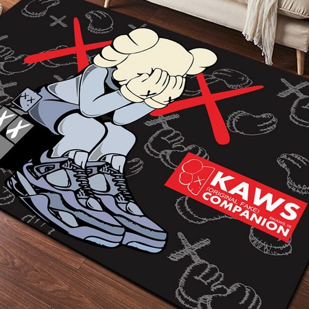 Ковер безворсовый KAWS Companion/Кавс 60x90см. Коврик универсальный, в ванную комнату, в прихожую, противоскользящий10