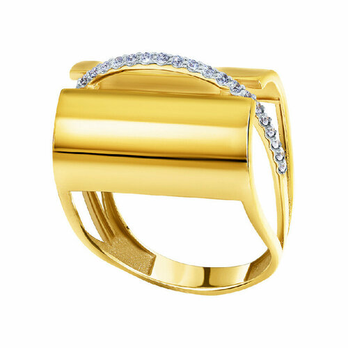 Кольцо АЛЕКСАНДРА, желтое золото, 585 проба, фианит, размер 18.5, золотой, желтый