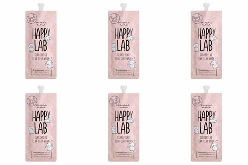 Маска для лица HAPPY LAB, Pink Clay Cleansing Mask, очищающая, с розовой глиной, 20 мл, 6 уп