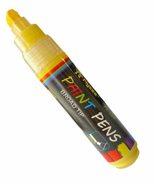 Перманентный помповый маркер с краской архивного качества для граффити, стрит-арта, теггинга, каллиграфии, скетча Flysea FS-180, 10 мм, цвет желтый
