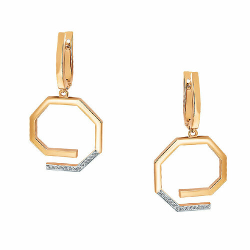 Серьги Brilliant Style, красное золото, 585 проба, бриллиант, золотой, красный