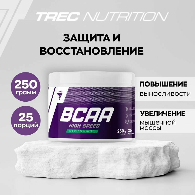 BCAA спорт питание порошок 250 гр, Trec Nutrition BCAA 2:1:1 High Speed, вкус: лимон