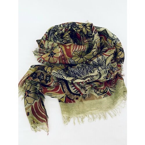 Палантин KIKKA MIA, 180х90 см, бежевый, зеленый