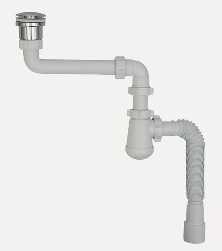 Изображение товара Сифон сливной для раковины, экономящий место, и универсальный донный клапан хром КН076