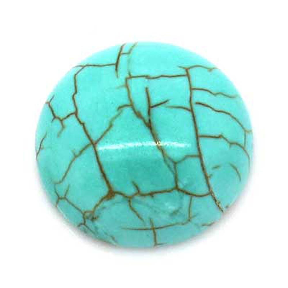 фото Кабошон натуральный камень Бирюза зеленая 0006139 круглый 14 мм, цена за 1 шт.