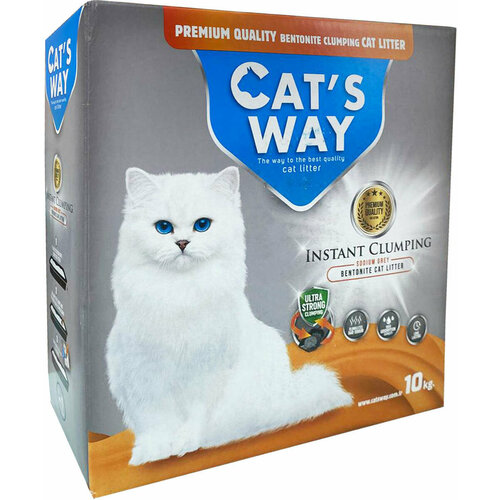 Наполнитель супер-комкующийся Cats way Box Sodium Grey Cat Litter для кошачьего туалета без запаха - 10 кг (коробка)