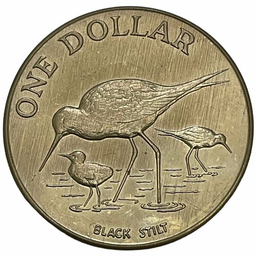Новая Зеландия 1 доллар 1985 г. (Птицы Новой Зеландии - Чёрный ходулочник) (CN)