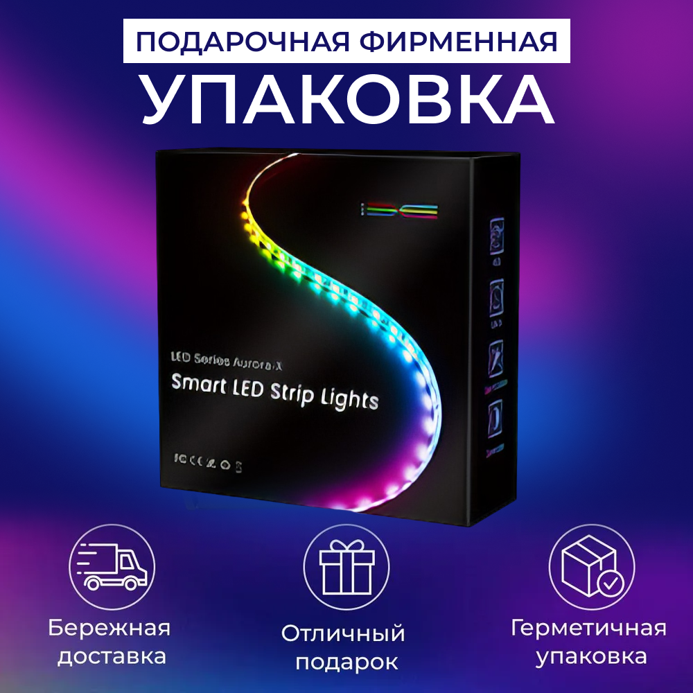 Светодиодная лента RGB Bluetooth с пультом управления многоцветная, подсветка, 15 метров / диоды 5050 - фотография № 3
