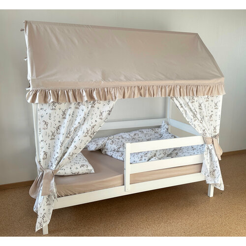 Текстиль на кровать домик 80х160 см (звезды-кофе) ТД-36