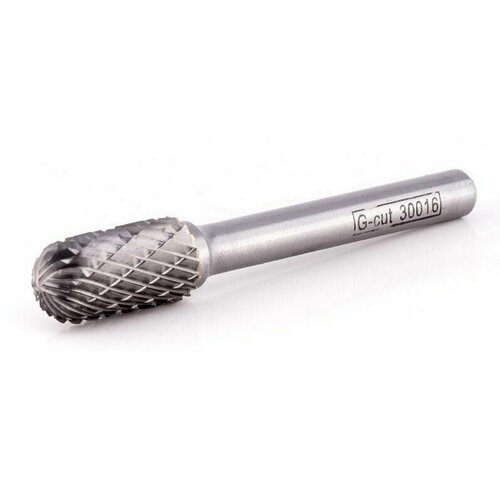 Борфреза твердосплавная GTOOL по сталям, чугуну и цветным металлам, форма C (цилиндр со сферическим концом), 10х20х6х60 мм