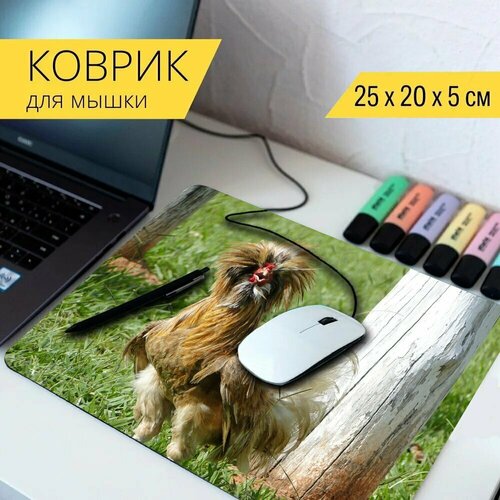 Коврик для мыши с принтом Петух, курица, животное 25x20см. животное петух