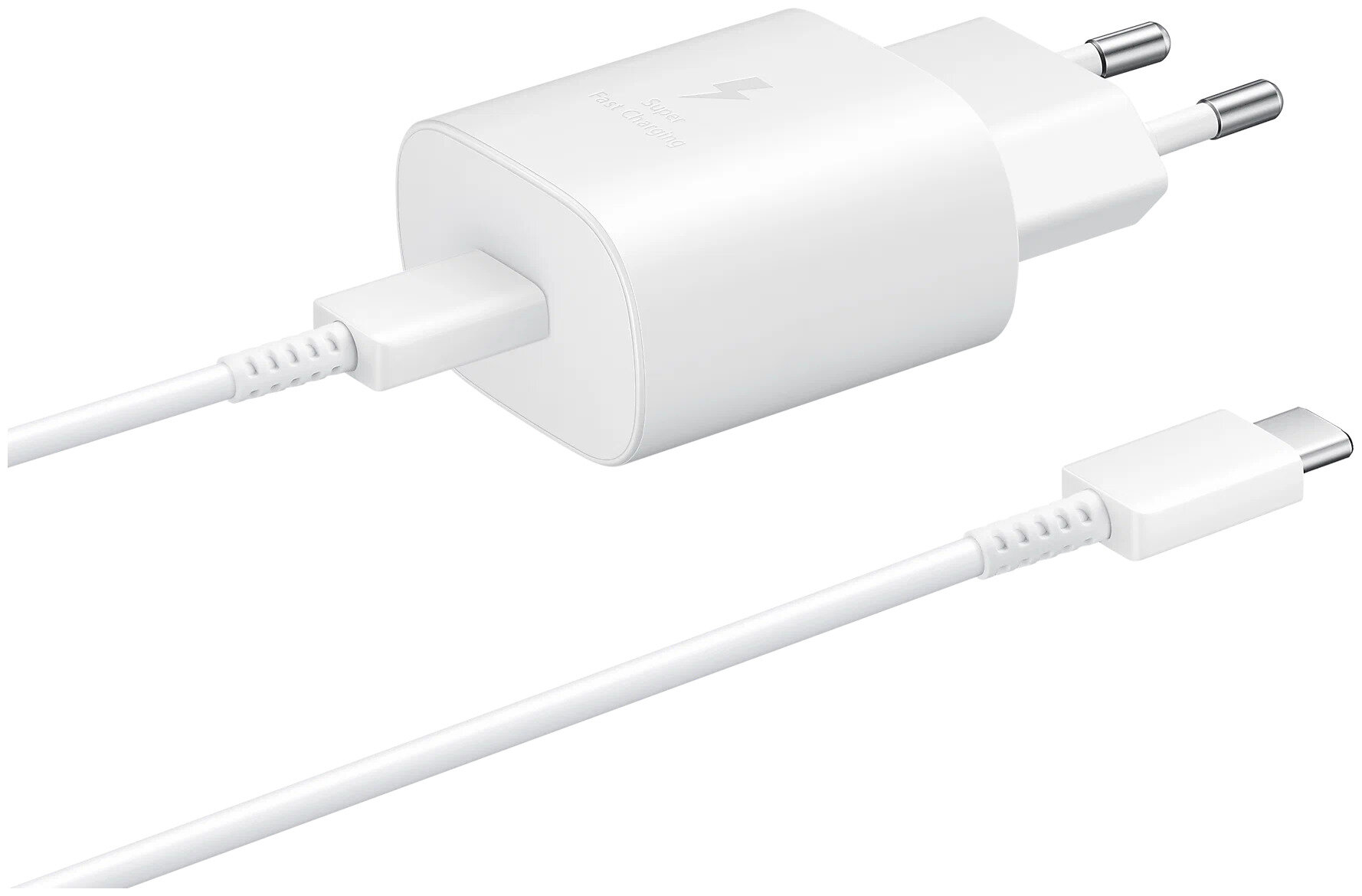 Сетевое зарядное устройство Samsung c кабелем USB Type-C, быстрая зарядка 25 W, белый