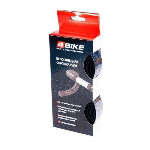 фото Обмотка руля 4bike гелевая с карбоновым рисунком цвет титан