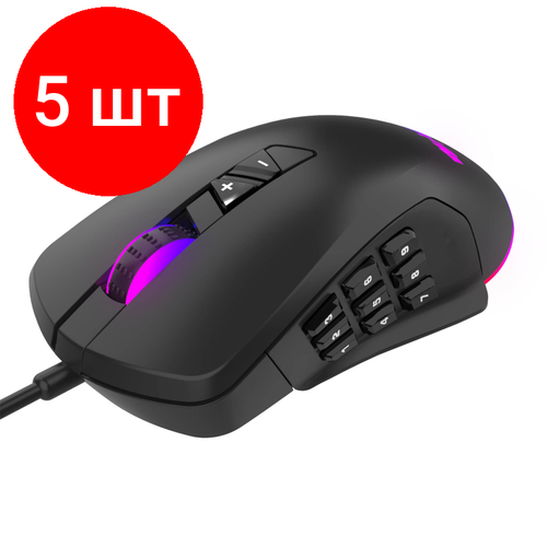 Комплект 5 штук Мышь компьютерная HIPER Quantum QM-2 чер 7 кн 6200DPI 1226400₽