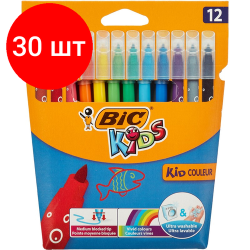Комплект 30 упаковок, Фломастеры 12 цв. Bic д/мл. детей, 841798