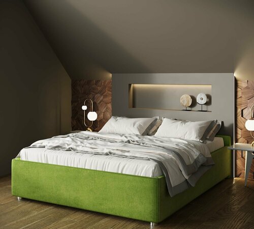 Кровать Nuvola Alba, 1 категория 140х190 см, Велюр Velutto 14