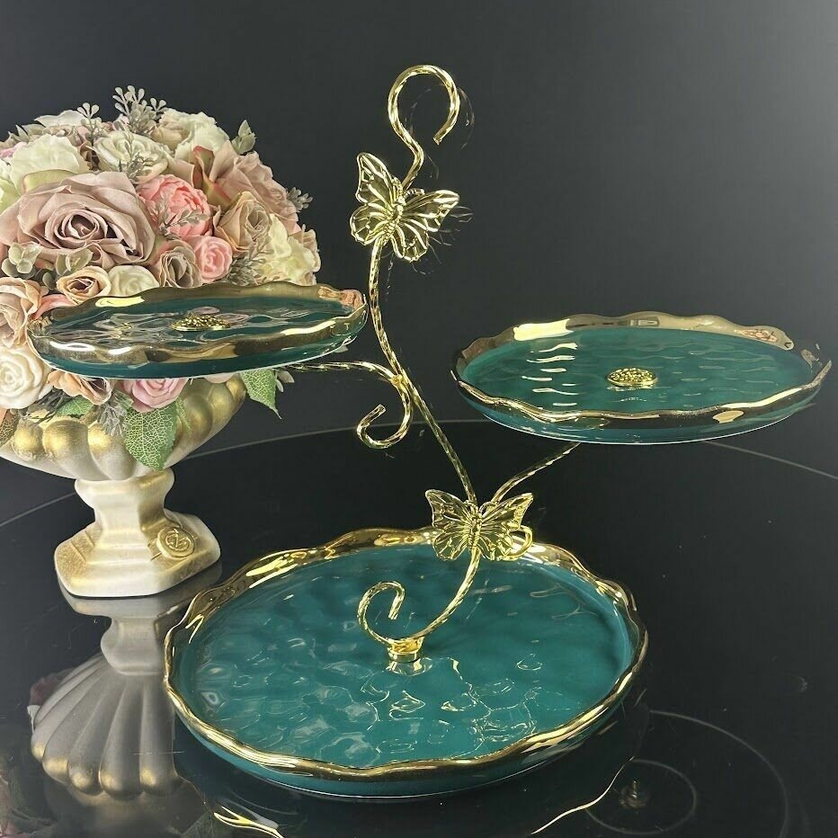 Трехъярусная фруктовница этажерка Ленарди Multicolor фарфор