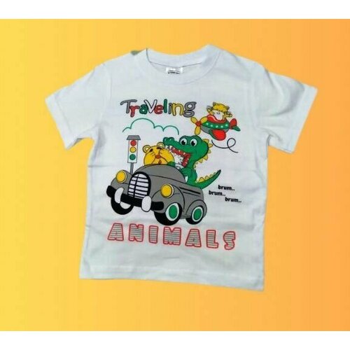 Футболка Веселый Супер Слоненок, размер 92, белый