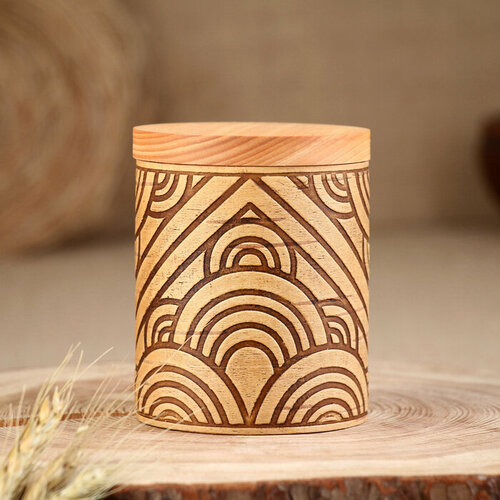 Туес для специй Орнамент мёд 8х8х10 см 300 мл береста 1697₽