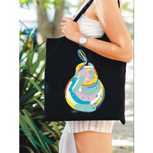 фото Сумка шоппер just4you, фактура матовая, плетеная, черный, желтый